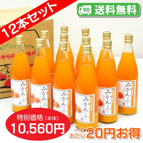 画像1: 【送料無料】みかんジュース 完熟100%果汁[720ml] 12本セット【一本あたり830円】 (1)