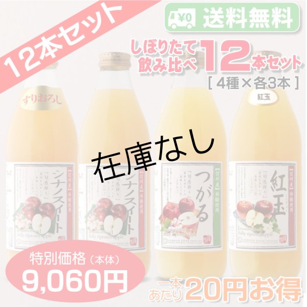 画像1: 【送料無料】今だけ！しぼりたてりんごジュース 飲み比べ　12本セット A【一本あたり20円お得】 (1)
